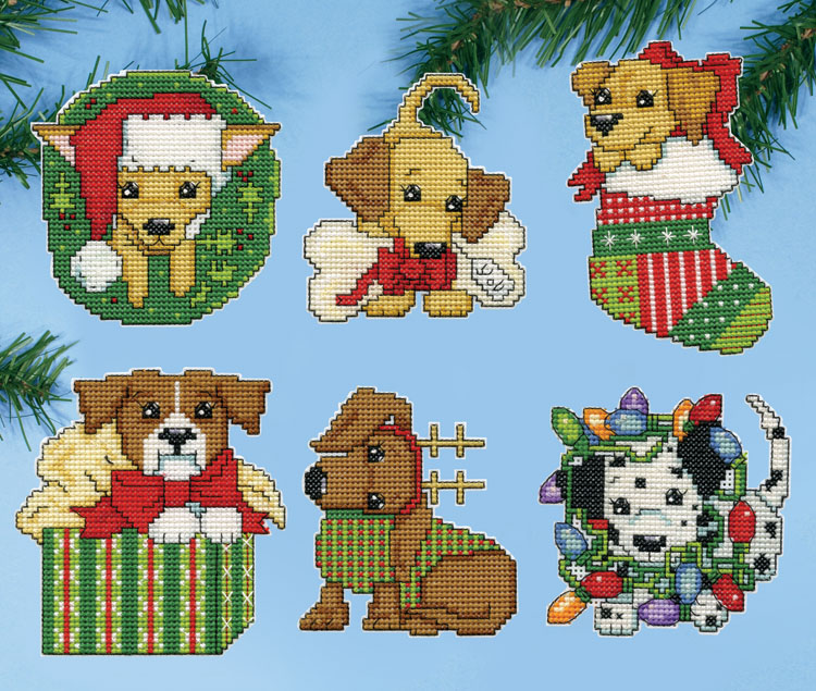 Christmas Pups Plastic Canvas Ornament Kit
